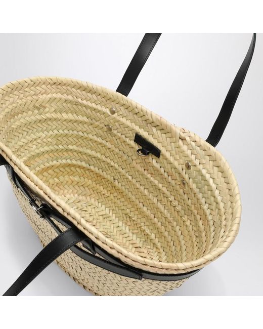 Borsa shopping media palm in raffia di Coperni in Metallic