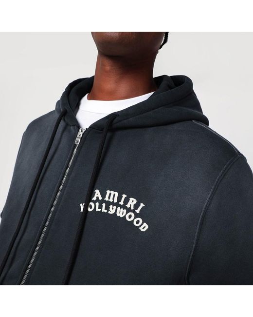 Amiri Verwaschenes Schwarzes Sweatshirt Mit Reißverschluss Und Logo in Black für Herren