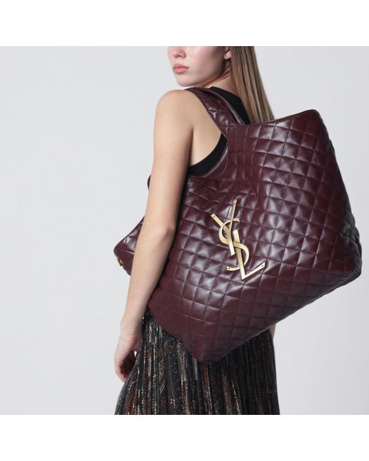 Saint Laurent Red Icare Oversized Quilted Leather Shopping Bag