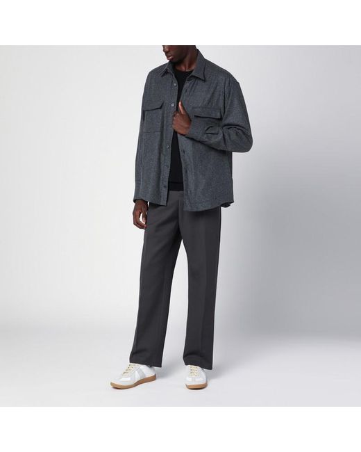 Xacus Graue Hemdjacke Aus Wollgemisch in Gray für Herren