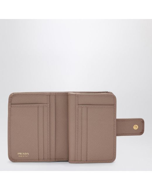 Prada Brown Small Powderpink Saffiano Wallet