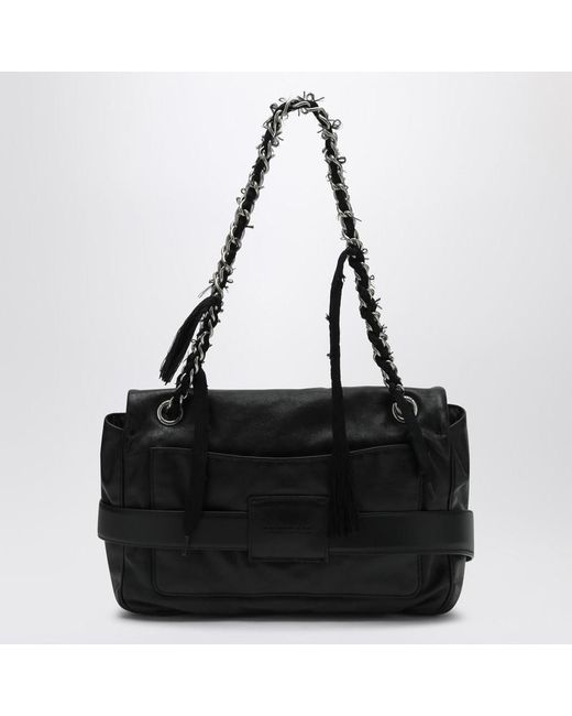 Balenciaga Black Mittlere Schwarze Leder-Schultertasche Modu