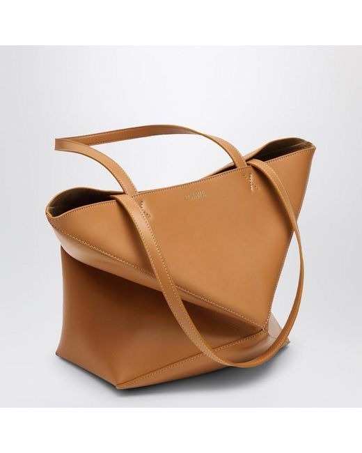 Borsa puzzle fold tote media color deserto di Loewe in Brown