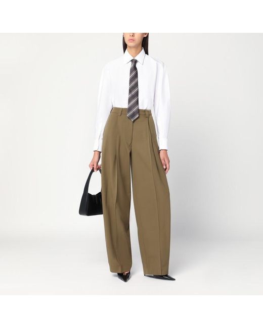 Thelatest Brown Taupe Wool Blend Trousers