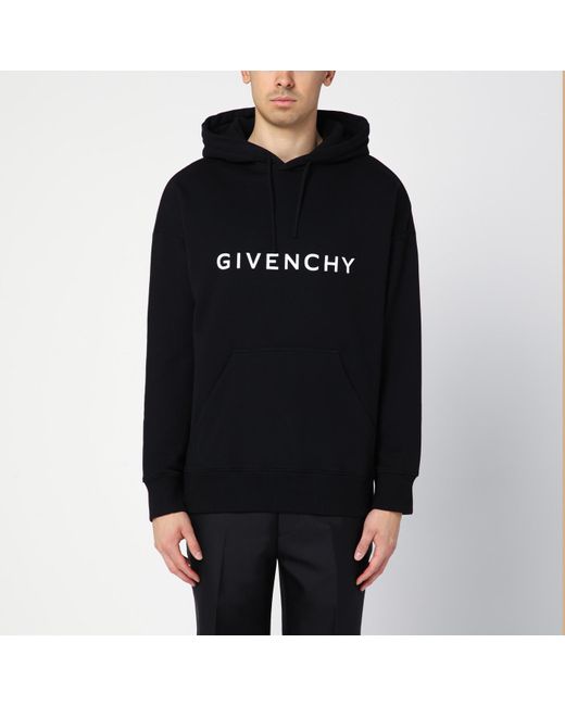 Givenchy Black Archetype Cotton Hoodie With Logo for men