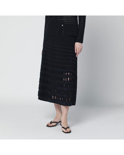 Jonathan Simkhai Black Drue Schwarzer Midirock Aus Lochstrick