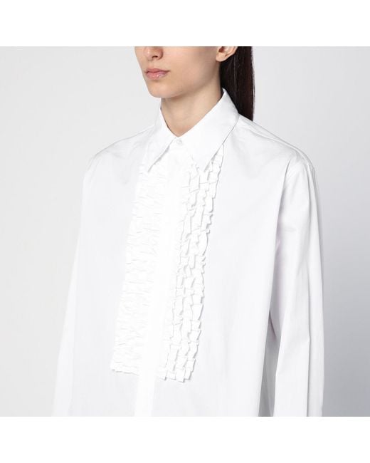 Bottega Veneta White Poplin Ruffle Shirt