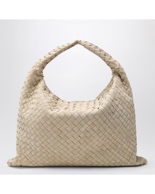 Bottega Veneta Natural Hop Large Shoulder Bag Ecru In Suede