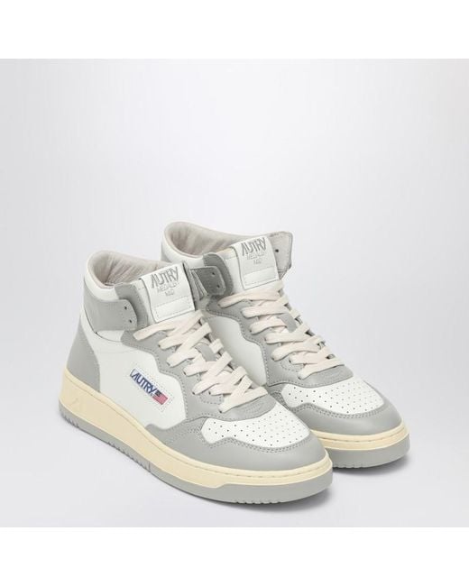 Sneaker medalist mid in pelle bianca/grigia di Autry in White