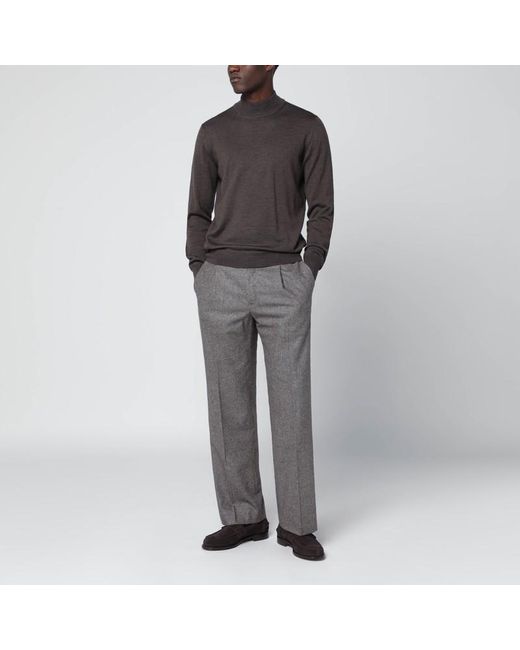 Tagliatore Black Taupe Wool Turtleneck Sweater for men