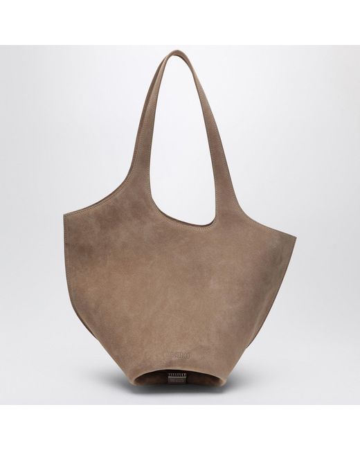 The Attico Brown Tobacco-Coloured Suede La Scoop Medium Bag