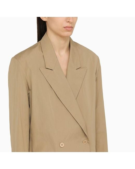 Giacca doppiopetto beige in cotone di Dries Van Noten in Natural