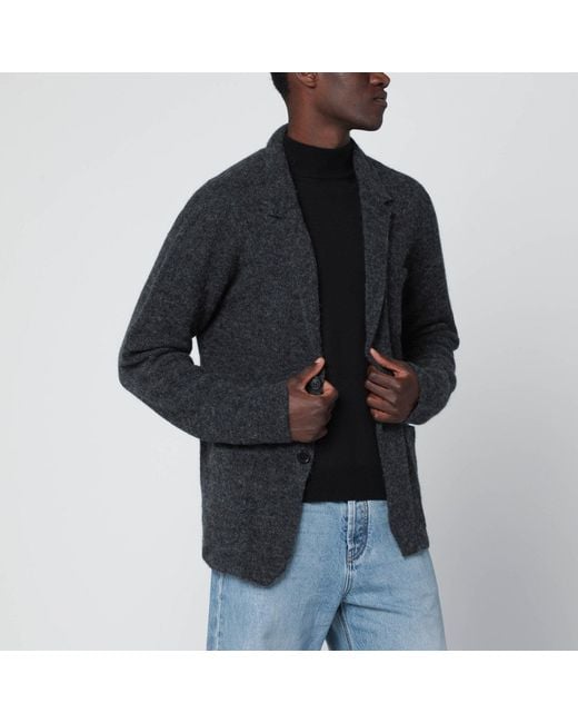 Roberto Collina Black Anthracite Jacket Style Cardigan for men