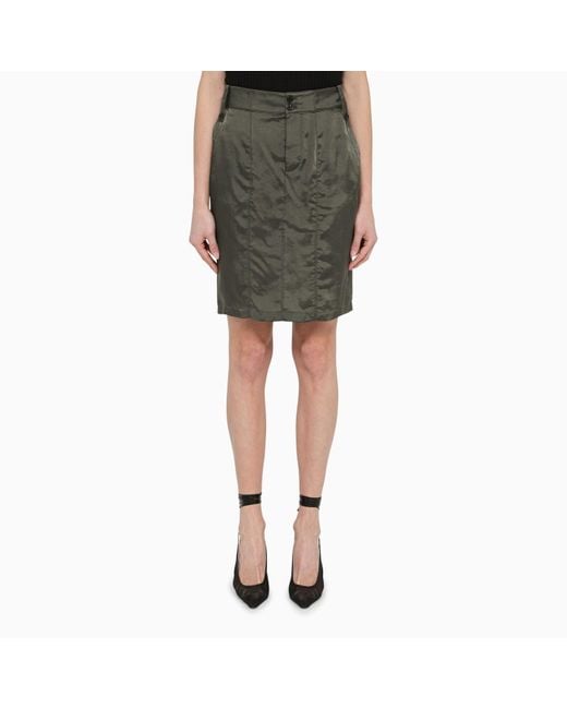 Saint Laurent Green Khaki Skirt In Recycled Cupro