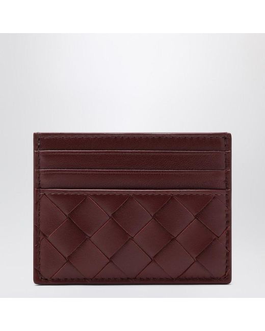 Portacarte color barolo in intrecciato di Bottega Veneta in Purple