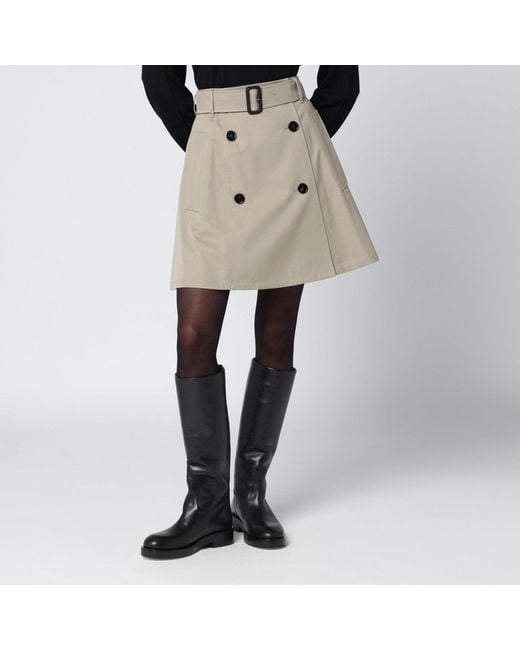 Burberry Natural Trench Mini Skirt In Gabardine
