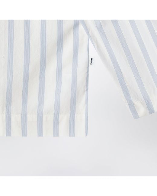Tekla White Pajama Shirt With Light Stripes for men