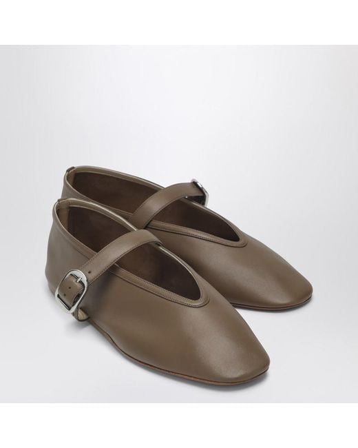 Le Monde Beryl Brown Ballerina Stella In Dove-coloured Leather