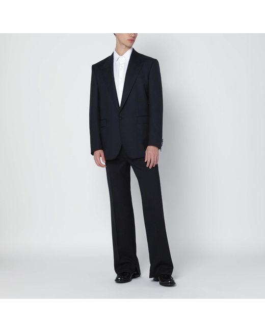 Dolce & Gabbana Blue Dark Wool Single-Breasted Jacket for men