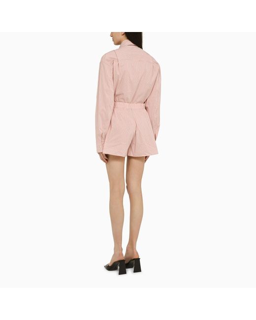 ANDAMANE Pink Striped Cotton Blend Georgiana Suit