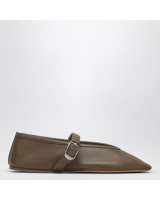 Le Monde Beryl Brown Ballerina Stella In Dove-coloured Leather