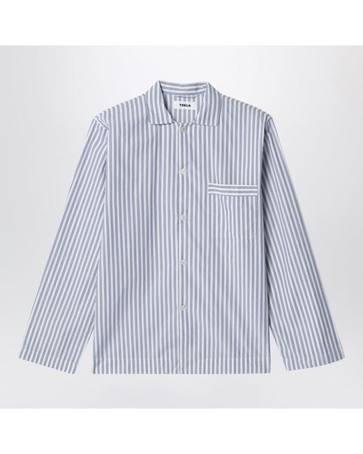 Tekla Blue Light Striped Pajama Shirt for men