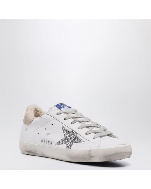 Golden Goose Deluxe Brand White Super-Star Sneakers With Shearling Lining