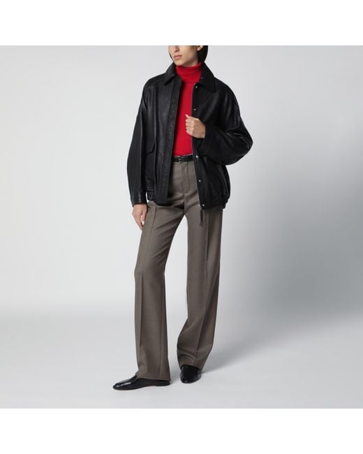 Rohe Black Grained Leather Jacket