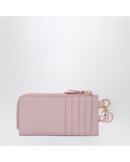 Gucci Pink Card Holder With Gg Charm