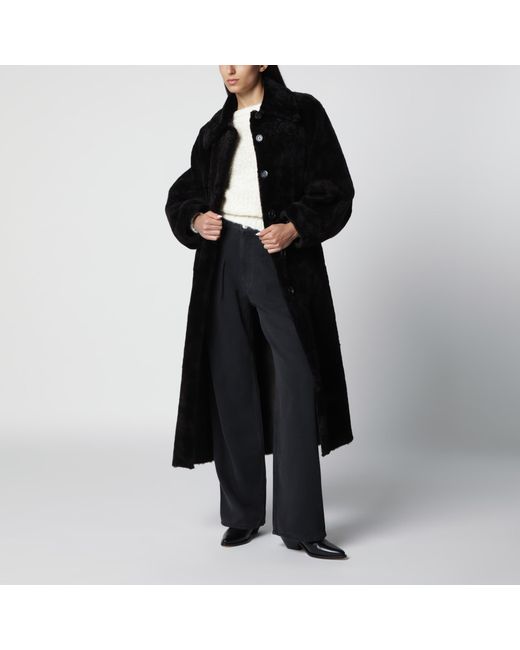 Blancha Black Chocolate Belted Fur Coat