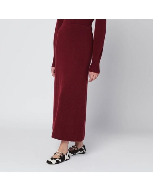Gonna lampone in filato di cachemire stretch di Max Mara in Red