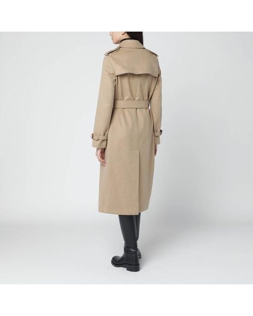 Manteau Croisé Chiné En Cachemire Burberry en coloris Natural