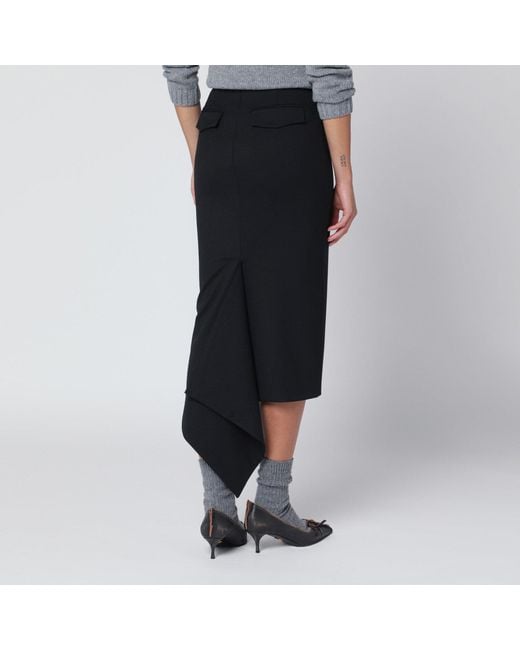 Thelatest Black Cotton Midi Skirt