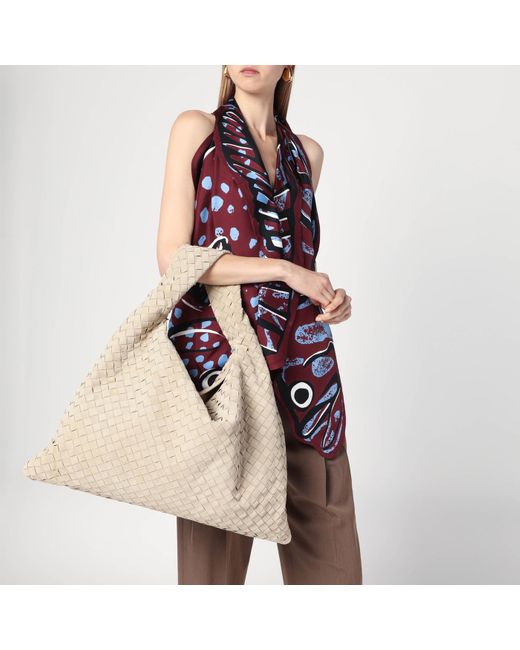 Bottega Veneta Natural Hop Large Shoulder Bag Ecru In Suede