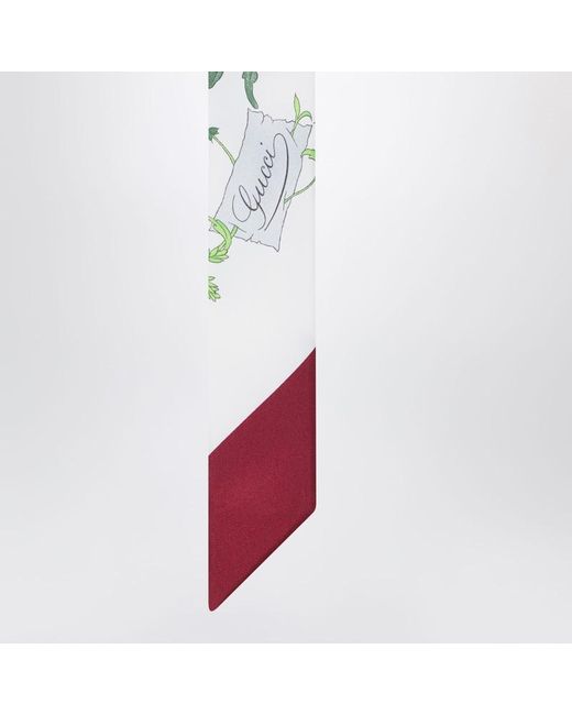 Foulard Fin En Soie Imprimée Multicolore Gucci en coloris Red