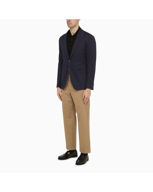 Tagliatore Single Breasted Navy Blue Cotton Jacket for men
