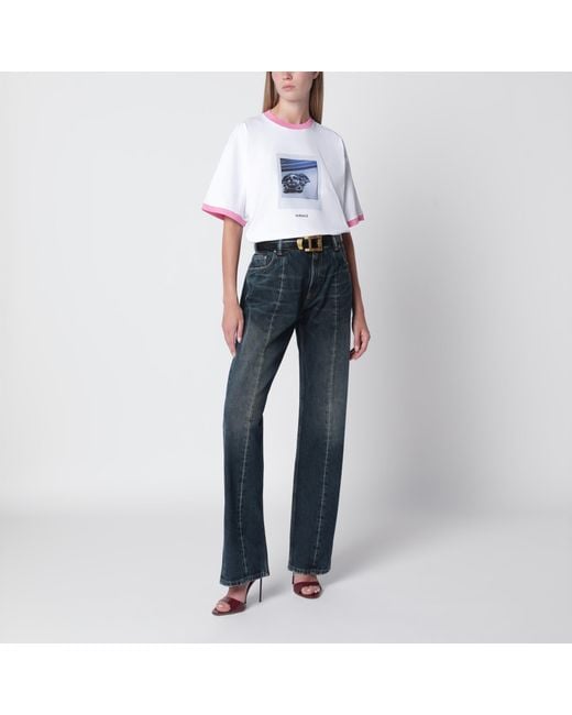 Versace White Regular-Fit Cotton Jersey T-Shirt With Medusa Print