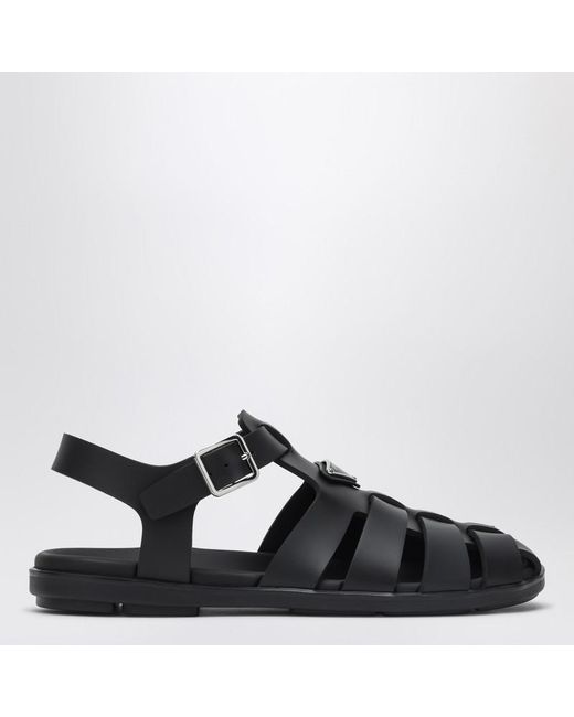 Prada Black Rubber Cage Sandal for men