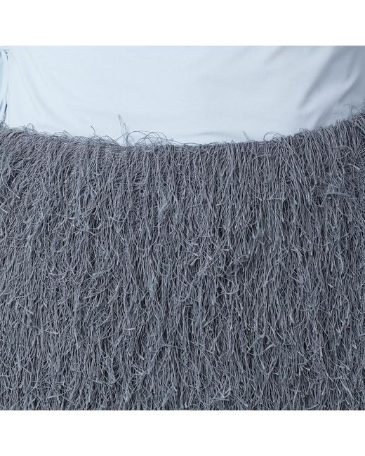 Dries Van Noten Blue Dark Midi Skirt With Fringes