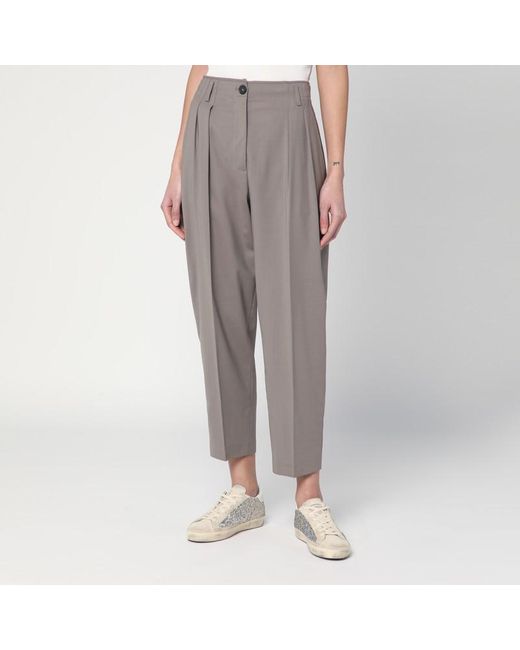Erika Cavallini Semi Couture Gray Dove-Coloured Wool-Blend Trousers