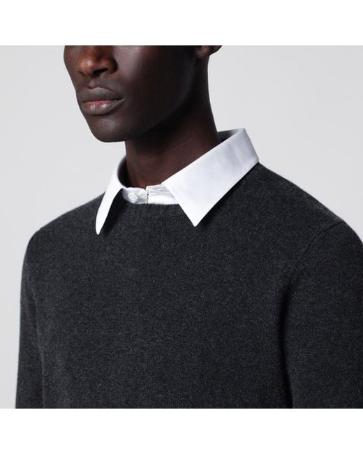 Drumohr Blue Dark Cashmere Crew-Neck Sweater for men