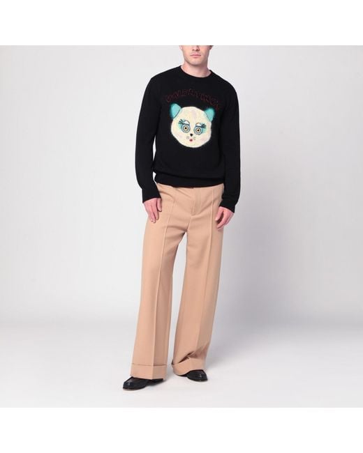 Valentino Black Sweater With Le Chat De La Maison Patch for men