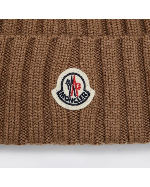 Moncler Brown Wool Beanie With Pom-Pom