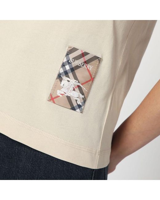 Burberry Natural Beige T-shirt With Logo Patch