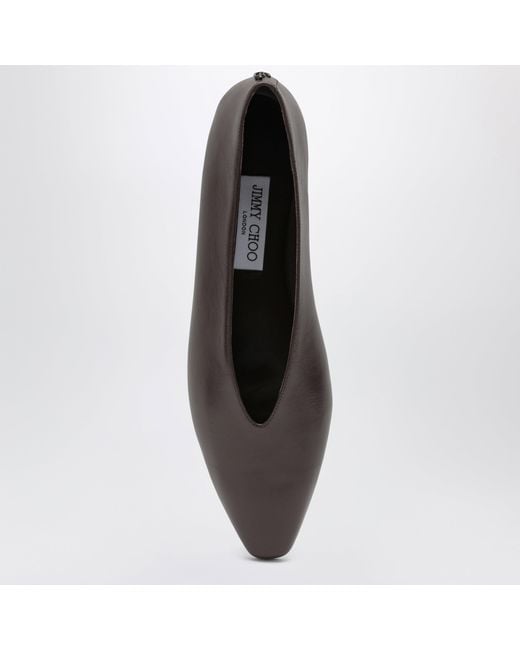 Jimmy Choo Black Chocolate Leather Margot Ballet Flats