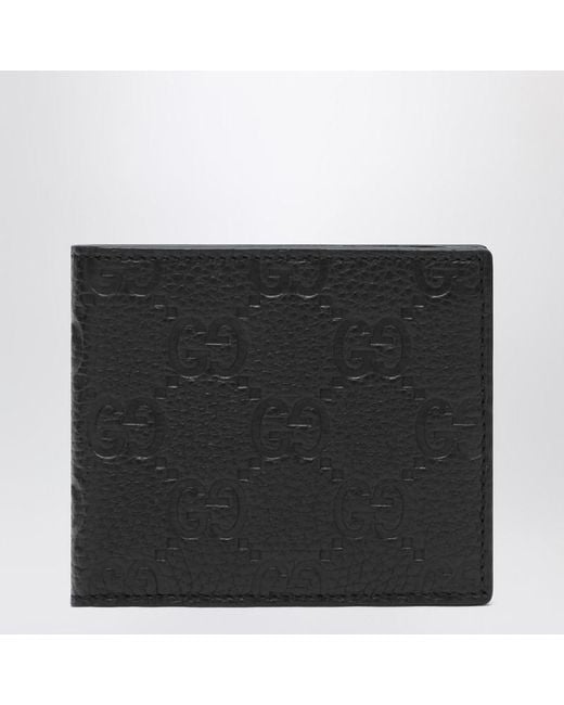 Gucci Schwarze Gg-Leder-Bi-Fold-Geldbörse in Black für Herren