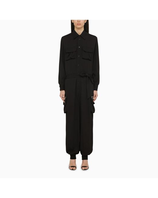 DSquared² Black Silk Blend Jumpsuit