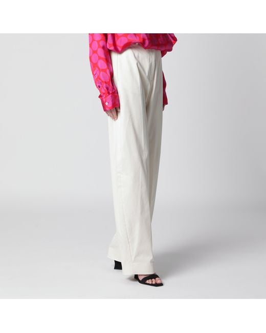Thelatest White Cream Cotton Palazzo Trousers
