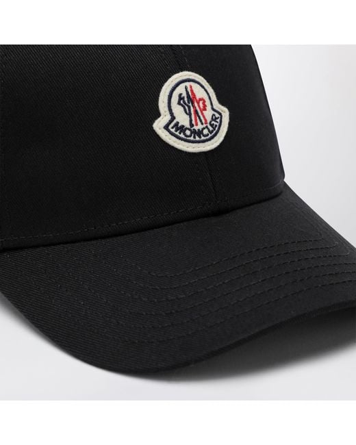 Moncler Black Cotton Baseball Cap With Patch for men