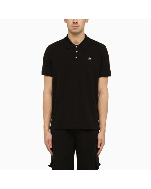 Moose Knuckles Black Classic Cotton Polo Shirt With Logo for men
